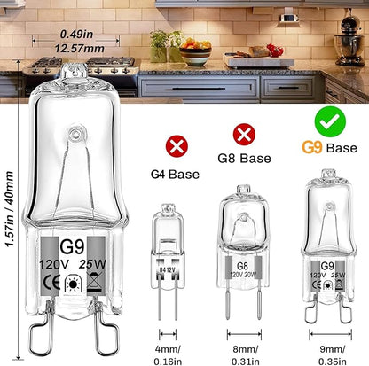 G9 Halogen Bulb 25W 10-Pack - Long Lasting, Dimmable 2800K Warm White Light Bulbs, 120V, 2-Pin Base for Chandelier, Range Hood Light