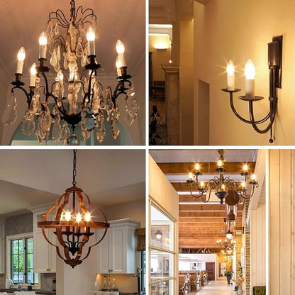 ANWIO 12 Pack B11 LED Filament Bulb E26 Candelabra Base 4.5W(60W Equivalent), Dimmable 2700K Warm White Chandelier Decorative Candle Light Bulb