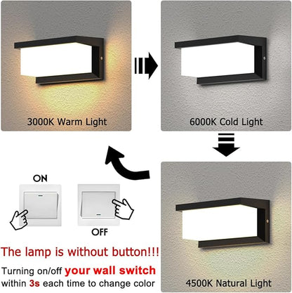 Sytmhoe Outdoor Lights Wall Mounted,Modern LED Sconce Outside Wall Lamp, 3 Colors 24 Watts Outdoor Lights for House Corridor Porch Garage Cafe Villas Hotel Lighting