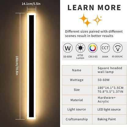Mikeru Upgraded Widened 2pack 71inch Long LED Wall Light Fixtures, 3000k Exterior Lighting Fixtures Ip65 Waterproof Rust Outdoor Light Fixtures Hardwire Wall Mount Porch Lights Outdoor for Garage