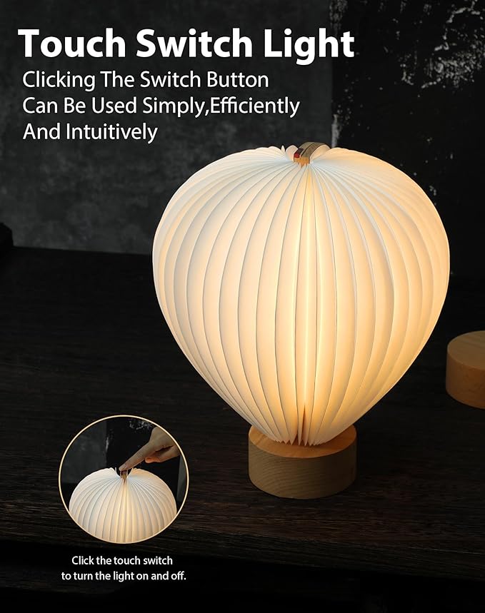 Hot Air Balloon Warm Night Light,Dimmable Touch Lamp for Bedroom,Portable Table Bedside Lamp,hot air balloon lantern decor,1200 mAh battery,Portable Camping Lamp for Outdoor,Bedroom,Party Decor