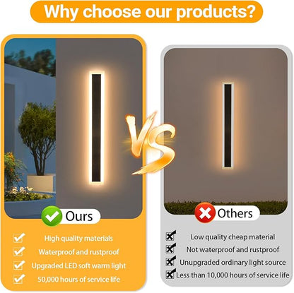 Porch Lights Outdoor, 31.5 inch Outdoor Sconces Wall Lighting 3000K LED Modern IP65 Waterproof Linear Exterior Wall Light for Garage Porch Patio