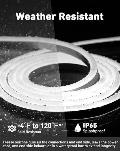 Shine Decor LED Rope Lights AC 120V, Connectable & Cuttable Dotless 120LEDs/M Eco Neon Strip Lighting, ETL IP65 Waterproof & Weather-Resistant for Home Commercial, 8x16mm, 6000K Cool White, 82FT