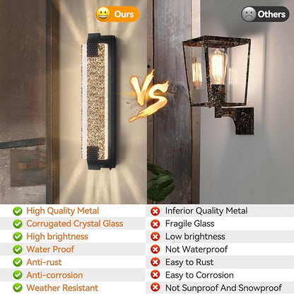 camuucci Dusk to Dawn Outdoor Light, 23.6 Inches LED Porch Lights Outdoor Waterproof Modern Outside Sconce Wall Mount for Doorway Hallway Porch Patio Yard Doorway Black