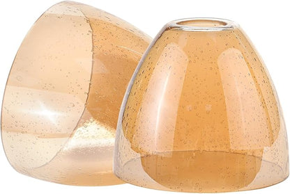 Bell Shade Lighting Fixture Glass Shade Replacement, 5.9"W x 5"H, 1-5/8 Inch Fitter, 3 Pack Clear Amber Seeded Bubble Glass Shade Globe Cover for Chandelier Pendant Light Wall Sconce