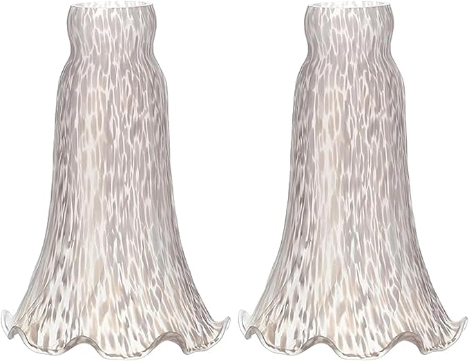 Lily Flower Glass Lampshade Replacement, 2 Pack,Tulip Style Table Floor Lamp Shade Replacement 4.2" x 4.2" x 6.7" (White)