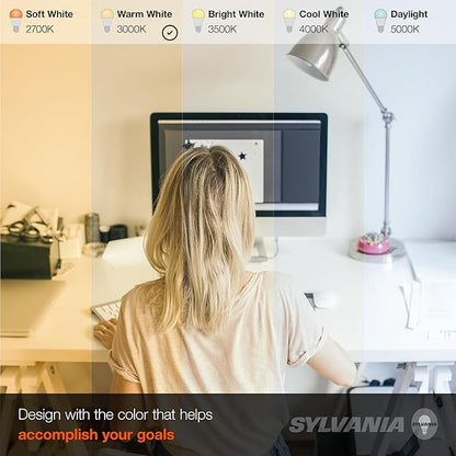 LEDVANCE Sylvania ECO LED BR30 Light Bulb, 65W = 9W, Dimmable, Frosted Finish, 650 Lumens, 3000K, Neutral White - 4 Pack (41101)
