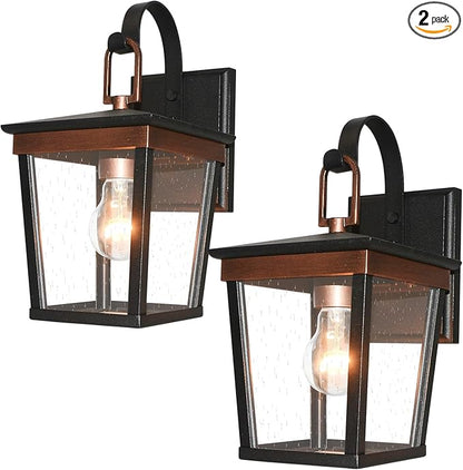 ALVIME Outdoor Wall Light Fixtures, 11 Inch 2 Pack Copper Waterproof Outdoor Sconce Lights, Exterior Wall Lanterns, Porch Outside Lighting for Entryway, Backyard, Patio, E26 Base, Clear Seeded Glass