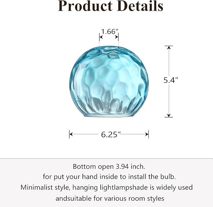 6.3 Inch Replacement Blue Texture Glass Lamp Shade Light Fixture for 3 Pack Replacement Wall Sconce Pendant Light Ceiling Light Chandelier Shade,Factory Outlet