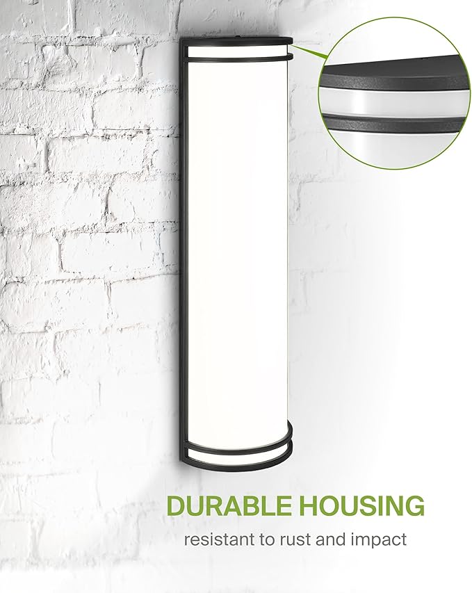 ASD 24 Inch LED Outdoor & Indoor Wall Mount Light Fixture - Matte Black Modern Wall Sconce Lighting - 25W 120-277V 3000K 4000K 5000K Adjustable Dimmable Front Door & Patio Exterior Lights - ETL