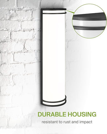 ASD 24 Inch LED Outdoor & Indoor Wall Mount Light Fixture - Matte Black Modern Wall Sconce Lighting - 25W 120-277V 3000K 4000K 5000K Dimmable Front Door & Patio Exterior Lights - ETL, 2 Pack