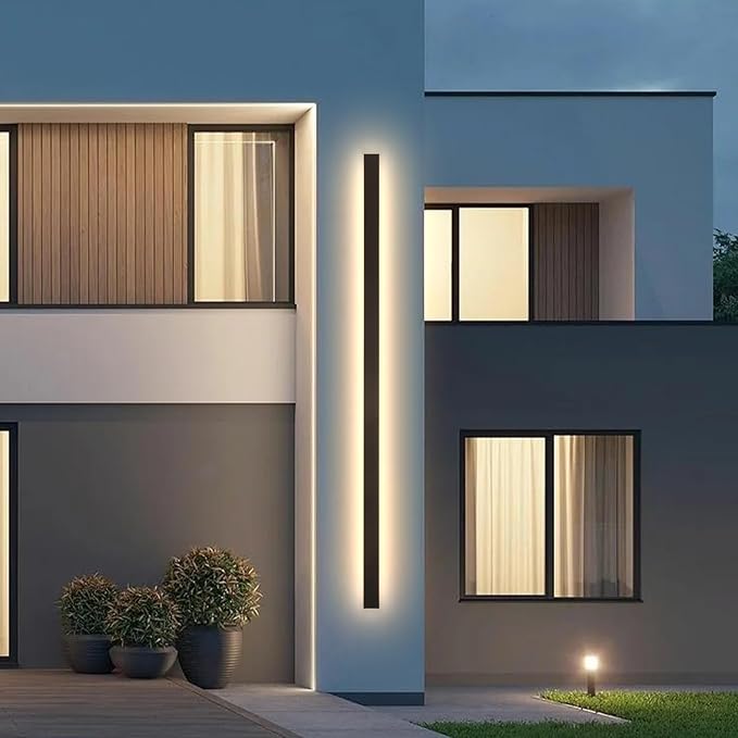 Modern Outdoor Lights Fixture,92.5inch Exterior Porch Lights Fixture Wall Mount,3000K Rectangular Black Linear Long LED Outdoor Entrance Wall Sconce Lighting for Garage,Front Door