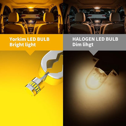 Yorkim 194 LED Bulb 6300K Amber Yellow, 168 2825 W5W T10 LED Light Bulb Error Free for License Plate, Dome, Map, Courtesy, Side Marker Lights, Pack of 2