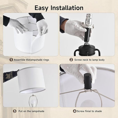 Terpsichore Farmhouse Lamps for Living Room Rustic Bedside Lamp Lamps Set of 2,Vintage Bedroom Nightstand Table Lamp Rocker Switch & USB A+C Ports & AC Outlet,Built-In Frosted Glass Night Light