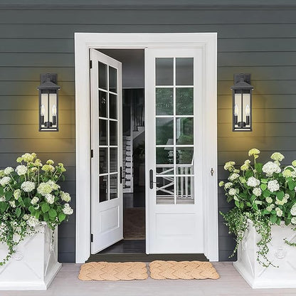 Darkaway Outdoor Wall Lights for House,2pcs Exterior Lighting Fixtures Wall Mount Porch Lights Waterproof Outdoor Sconce Lights with Clear Glass for Patio Hallway Garage E12 Socket