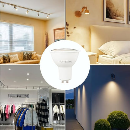 GU10 LED Light Bulbs - 5W, Warm White (3000K), Non-Dimmable, 700 Lumens, Wide 110° Flood Beam, Great for Recessed and Track Lighting in Kitchens, Living Rooms, and Bedrooms, 12-Pack