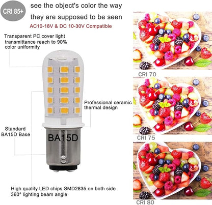12V BA15D LED Bulb 1076 1142 1176 1004 S8 3W 300Lm 2700K Warm White,DC Bayonet Double Contact Base, RV Camper Motorhome Marine Boat Trailer Landscape Deck Step Path Light, Pack of 4