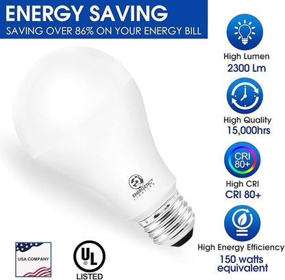 ENERGETIC SMARTER LIGHTING 6 Pack A21 LED Bulb 150 Watt Equivalent, Super Bright Light Bulb, Warm White 3000K, Non-Dimmable, 2300lm, Brightest LED Bulbs, UL Listed