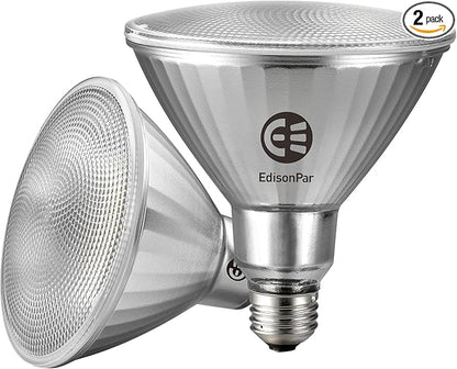 Full-Glass PAR38 LED Flood Light Bulbs Outdoor/Indoor Equivalent 300 Watt, 4000 Lumens Ultra Bright, Dimmable Waterproof 5000K Daylight, 2-Pack