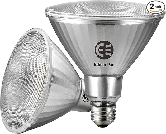 Full-Glass PAR38 LED Flood Light Bulbs Outdoor/Indoor Equivalent 300 Watt, 4000 Lumens Ultra Bright, Dimmable Waterproof 5000K Daylight, 2-Pack