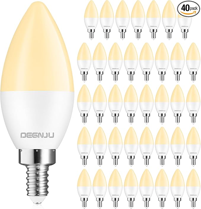 40 Pack LED Candelabra Light Bulbs 60W Equivalent, Chandelier Light Bulbs Soft White 2700K, E12 LED Bulb, Type B Light Bulb 5.5W, Candelabra Base, 120V, B11 Candle Light Bulb, Non-Dimmable