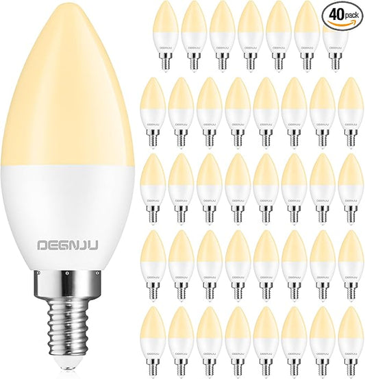 40 Pack LED Candelabra Light Bulbs 60W Equivalent, Chandelier Light Bulbs Soft White 2700K, E12 LED Bulb, Type B Light Bulb 5.5W, Candelabra Base, 120V, B11 Candle Light Bulb, Non-Dimmable