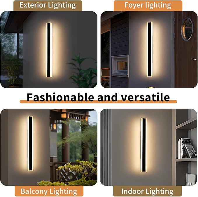 39inch Outdoor Wall Lights, Modern Outdoor Lights for House, 3000K Warm White, IP65 Waterproof, Black Linear Wall Lights Fixture, Porch Light Wall Mounted Led Lighting for Patio, Shop, Garage