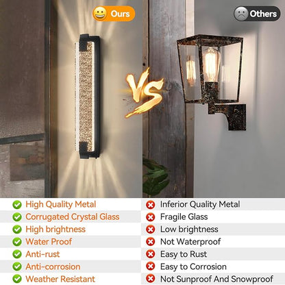 camuucci Dusk to Dawn Outdoor Light, 31.1 Inches LED Porch Lights Outdoor Waterproof Modern Outside Sconce Wall Mount for Doorway Hallway Porch Patio Yard Doorway Black