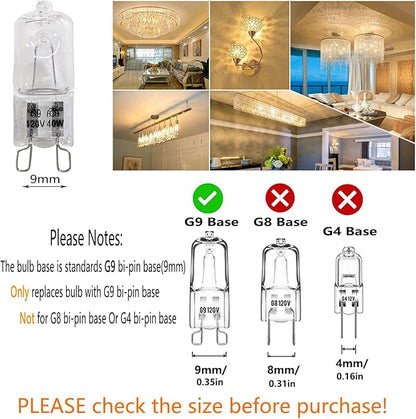 Appliance Light G9 Bulb, 120V 40W Xenon Small Light Bulb for Microwave,Chandeliers, Pendants, Cabinet Lights, Bathroom, 2 Pin Base JC T4 Type,Warm White, Dimmable,12 Pack