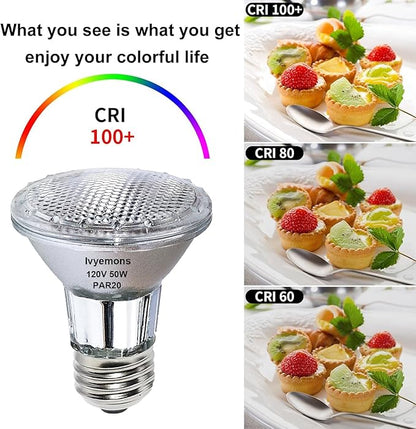 PAR20 50W Halogen Bulb - 6 Pack 120V 50W PAR20 Flood Light Bulbs with E26 Base, PAR 20 Dimmable 2800K Warm White, Long Lasting PAR 20 Bulb for Track Lighting & Range Hood Light Bulbs