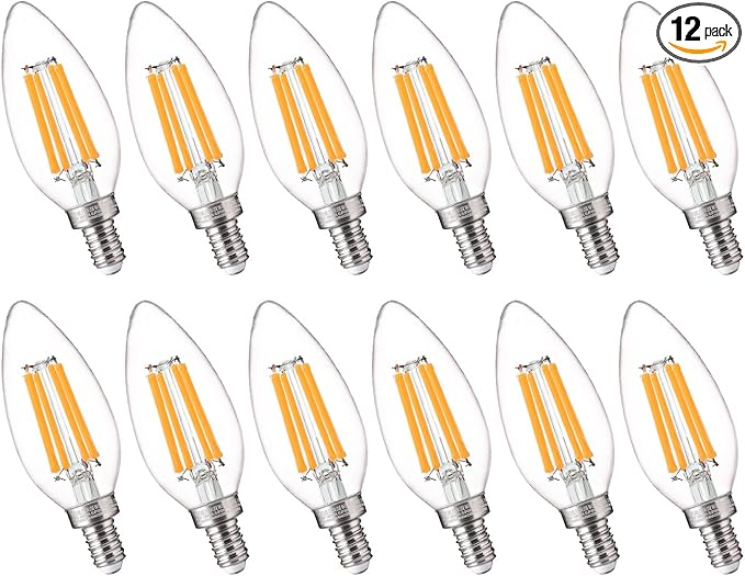 FLSNT 100W Equivalent LED Candelabra Bulbs, 800LM Dimmable B11 E12 LED Chandelier Light Bulbs, 5.5W, 2700K Soft White, 12 Pack
