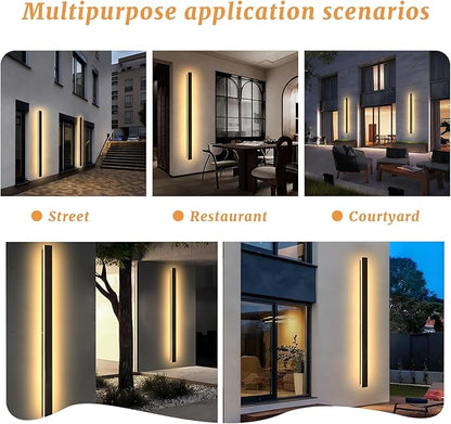 Modern Outdoor Wall Lights 79 Inch 3000K LED Outdoor Wall Light for House Exterior Wall Garage Entrance Lighting Fixtures IP65 Waterproof Long Strip Wall Sconces for Doorway Patio Passage