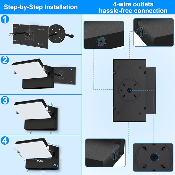 ledmo 150W Outdoor LED Wall Pack Switch Control Full 360 Rotation Exterior Flood Light 21000lm 5000k Modern Security Commercial Wall Mount Fixture for Yard House Garage Shop Barn Warehouse