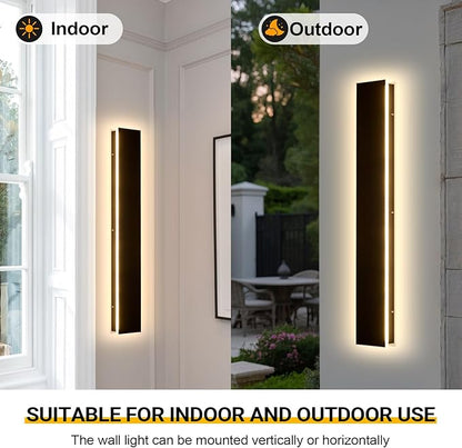 59in Modern Outdoor Lights,Upgraded 4.72in Wide Exterior Light Fixtures Wall Mount,IP65 Waterproof 3000K Black Modern Porch Lights Wall Sconce,LED Long Linear Outside Lighting for Garage,Corridor
