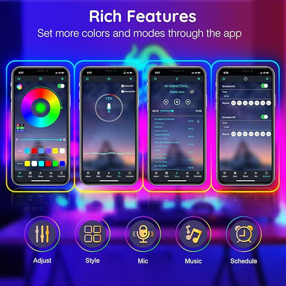 FBZ 50Ft Led Rope Lights, Flexible Neon Lights Control with App/Remote, Multiple Modes, IP65 Outdoor RGB Waterproof, Music Sync Gaming Light Strip for Bedroom Decor