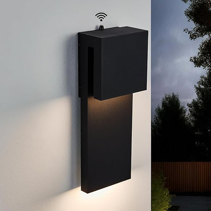 Dusk to Dawn Outdoor Lighting Fixture Wall Mount,Modern Integrated LED 2-Light 17W, Exterior Sensor Front Porch Light,Textured Black,Anti Rust Outside Wall Lights for House,Doorway,Garage