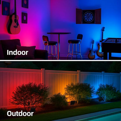 WeDo RGB LED Flood Light 150W Equivalent – 60W Plug-in Outdoor Color-Changing Spotlight with Remote, 4 Modes, 8-Level Dimming, IP65 Waterproof for Garden, Landscape, Wall Wash