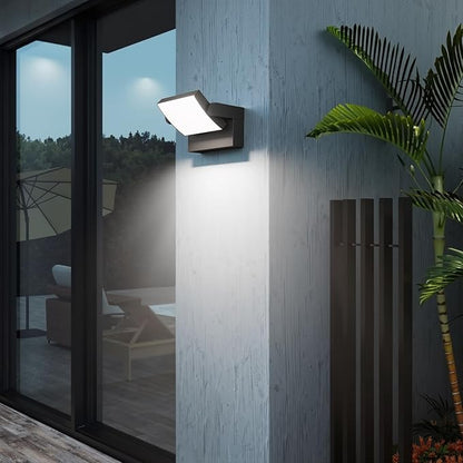 40W LED Outdoor Wall Lights, 5500K Modern Exterior Light Fixtures, IP65 Waterproof Flood Lights, 360 ° Adjustable Head Black Porch Lighting for House (2 Packs)
