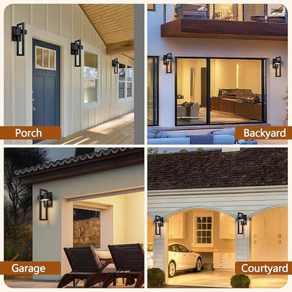 Outdoor Wall Lights Modern LED Exterior Lighting Fixtures, 3000K 15W Outdoor Wall Sconce for Porch, Matte Black Outside Wall Mount Lights for Front Door House Garage Indoor.
