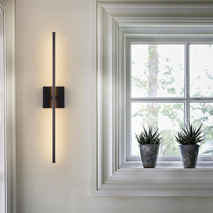 24.4 Inch 9 RGB Color Battery Operated Wireless Wall Sconces Set of Two, with Remote, Dimmable, Warm/Natural White/Daylight, Rotatable, LED Wall Light for Living Room, Bedroom, Black