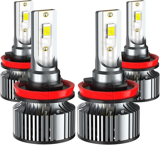 Compatible For Dodge Grand Caravan High and Low Beams Light Bulbs 2011 2012 2013 2014 2015 2016 2017 2018 2019 2020, 6500K White, 500% Brightness, Plug n Play, for Off-Road Use Only, Pack of 4
