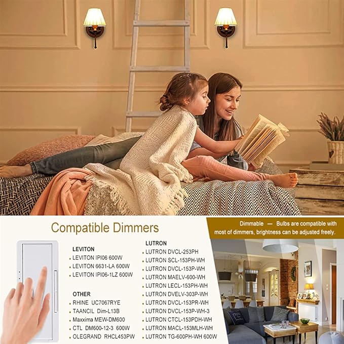 Leools E12 LED Bulb,40 watt Equivalent Candelabra Dimmable Chandelier Light Bulbs 4W 2700K Warm White 400lm T6 E12 LED Edison Filament Vintage Candle Bulb with Decorative,Amber Glass,3.7inch,12-Pack