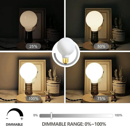 LEOOLS LED Light Bulb G25/G80 Dimmable Flick-Free Matt White 6W Soft White 3000k CRI95 600LM, 60W Equivalent Vintage LED Edison Globe Light Bulb,E26 Standard Base, 4 Pack
