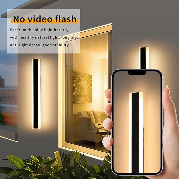 Mikeru 2pack 23.6inch Modern Outdoor Wall Light Fixtures, 3000K Exterior Lights for House, Shop, Garage - IP65 Waterproof, Rust Resistant, Hardwire Mounting