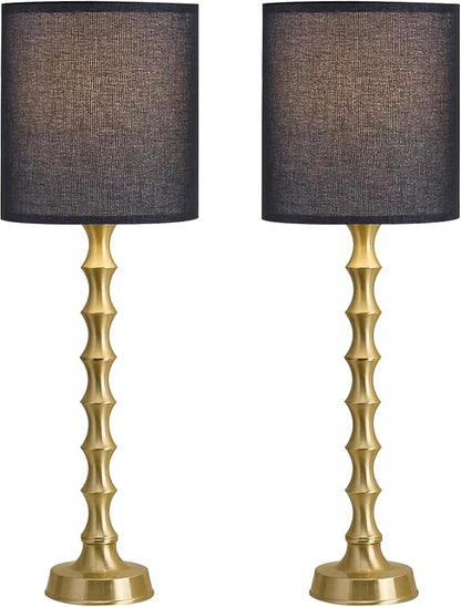 30.5" Gold Buffet Table Lamps Set of 2 with Black Shade, Tall Skinny Black Gold Lamps Set of 2 for Living Room, Sideboard & Home Office