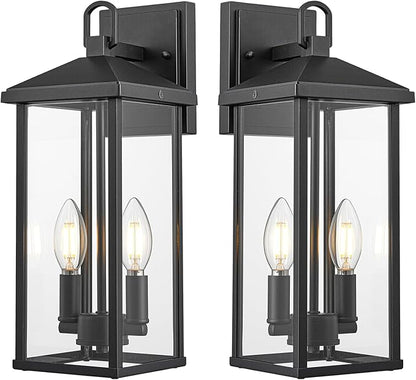 Darkaway Outdoor Wall Lights for House,2pcs Exterior Lighting Fixtures Wall Mount Porch Lights Waterproof Outdoor Sconce Lights with Clear Glass for Patio Hallway Garage E12 Socket