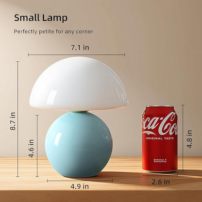 Mushroom Lamp Table Lamp for Bedroom,Desk Bedside Small Lamps for Living Room Night Stands,Mushroom Decor Cute Mini Modern Mid Century Lamps,Unique Aesthetic Home Living Room Decor(Blue)