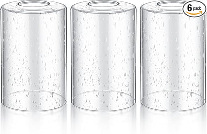 6 Pcs Clear Bubble Seeded Glass Shade Replacements for Pendant Light Fixtures Glass Lamp Shade Cover, 1-5/8 Inch Fitter E26 Base, 4"w x 6"h, Replacement Lamp Globe for Chandelier Wall Sconce
