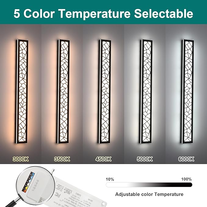 2 Pack Modern Outdoor Led Wall Light,16 inch Outdoor Wall Linear Lights,Dimmable Outside Long Lighting Fixture,Exterior Long Linear Light for Porch,Patio,Garage,Enterway