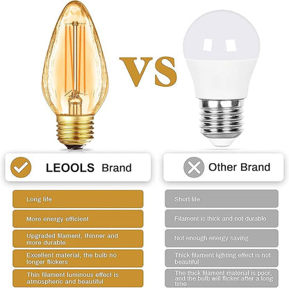 Leools F15 8W Led Porch Light Bulb Outdoor, E26 Medium Base LED Post Bulb for 75W Incandescent Equivalent,Dimmable 2700K Warm White Flame Wrinkle Amber Glass, for Ceiling Fan and Lantern Lamp, 6-Pack